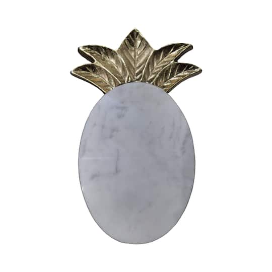 9.5" Gold & White Marble Pineapple Serving Board by Ashland®
